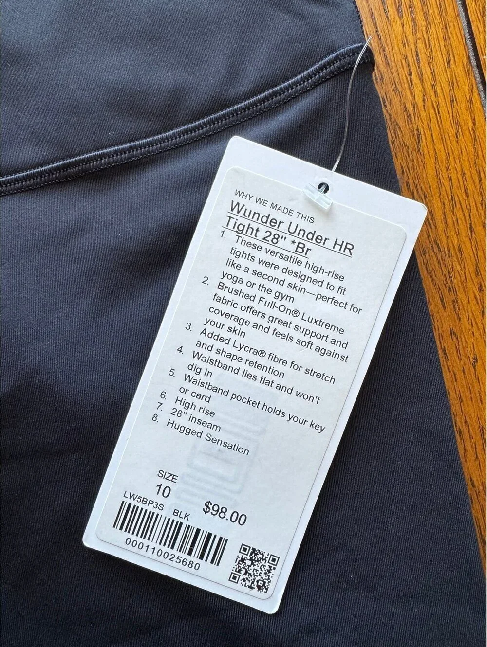 Lululemon Wunder Under High Rise 28” Full On Luxtreme, Black Size 10 NWT